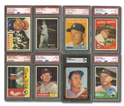MICKEY MANTLE 1956 THROUGH 1969 TOPPS CONSECUTIVE RUN OF (14) REGULAR ISSUES (NO ALL-STARS) - ALL PSA EX-MT 6 TO NM 7 (ONE SGC)